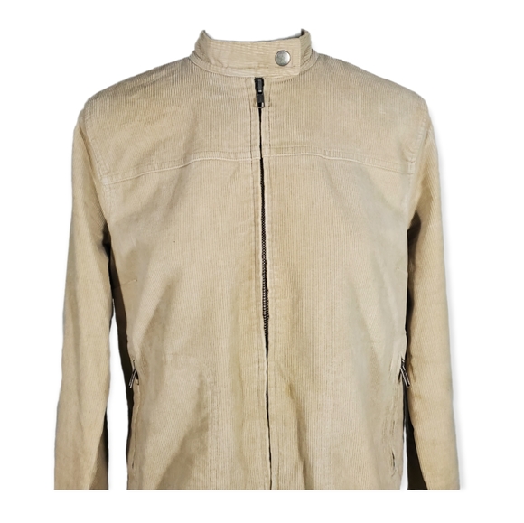 NY&COMPANY Corduroy Zip-up Bomber Jacket Tan Zippered Pockets Size M - Picture 3 of 12